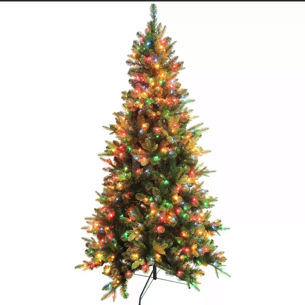 7' Blue Fir Artificial Christmas Tree with 500 Multi-Color Lights